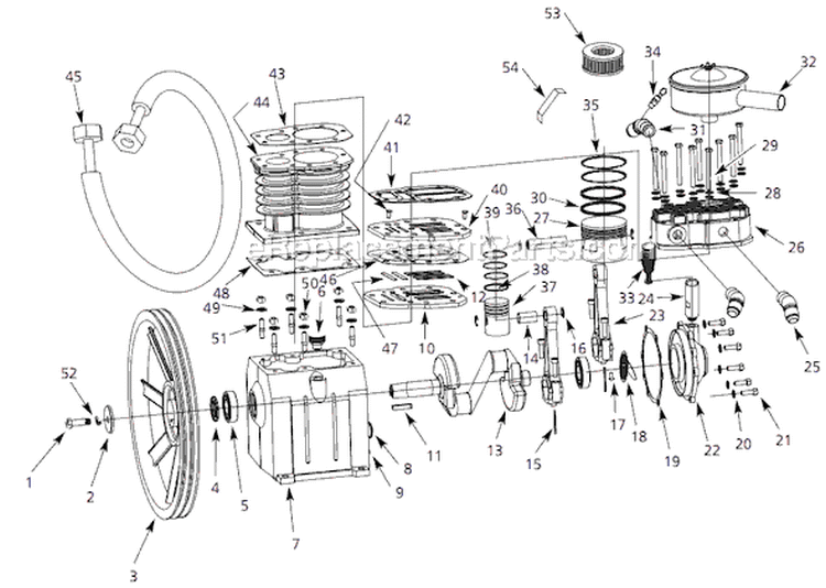 Page B Diagram and Parts List for XP581000 2005 Campbell Hausfeld Compressor